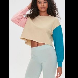 LAST DAY 🦃Forever 21 Colorblock Fleece Pullover Tan|Pink